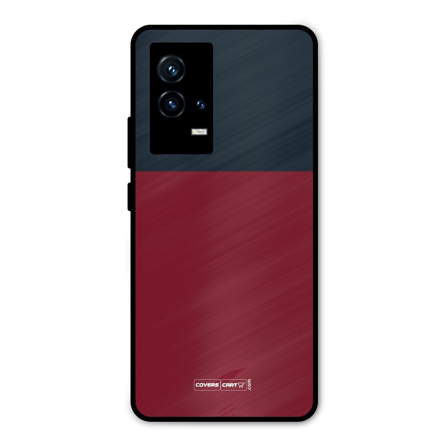 Maroon and Navy Blue Metal Back Case for iQOO 9 5G