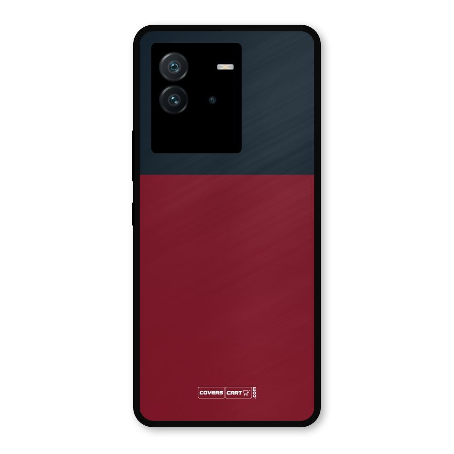 Maroon and Navy Blue Metal Back Case for iQOO Neo 6 5G