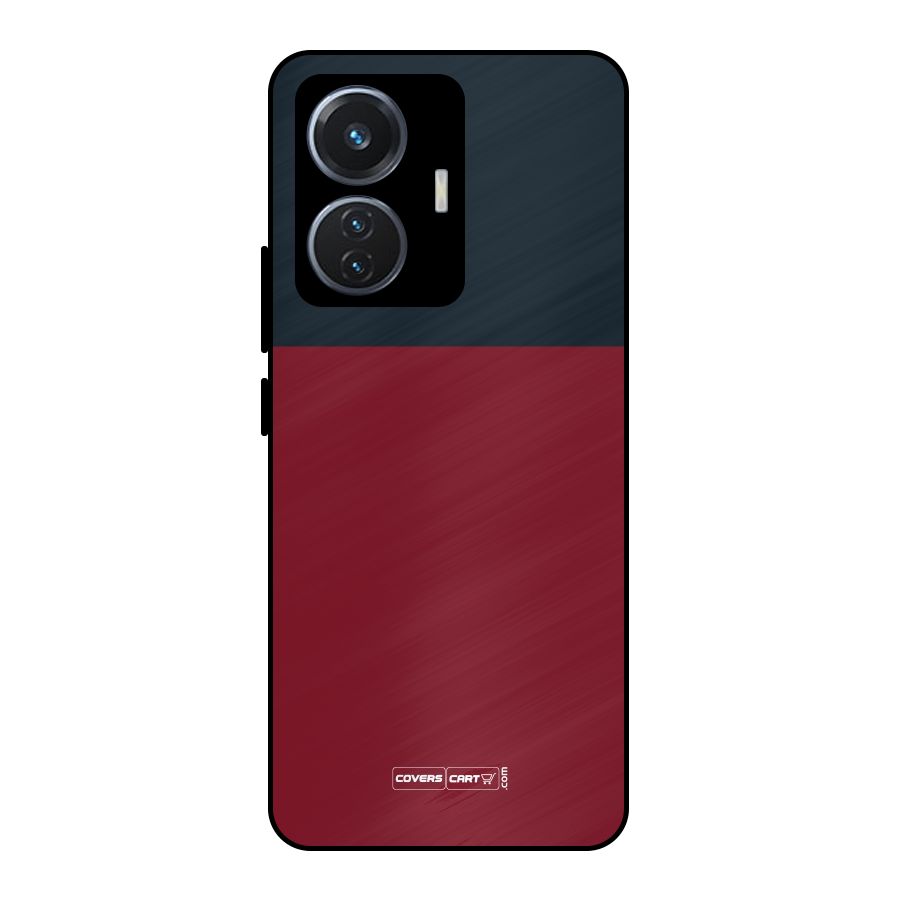 Maroon and Navy Blue Metal Back Case for iQOO Z6 44W