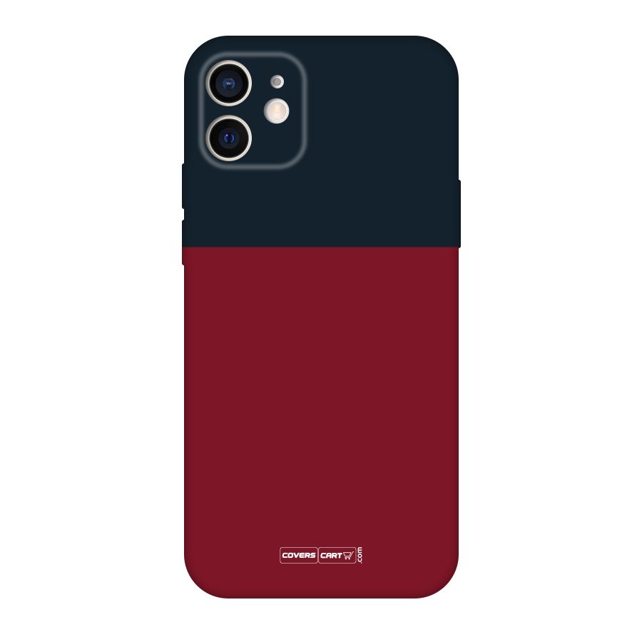 Maroon and Navy Blue Original Polycarbonate Back Case for iPhone 12