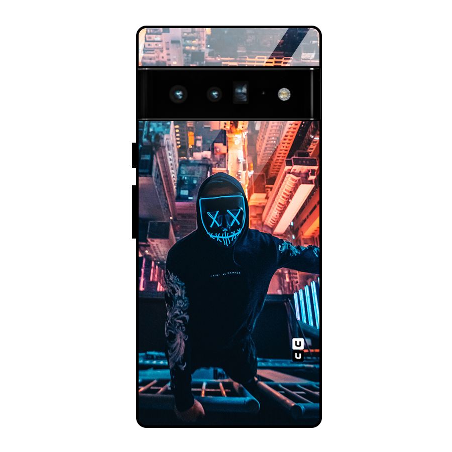 Mask Guy Climbing Building Glass Back Case for Google Pixel 6 Pro