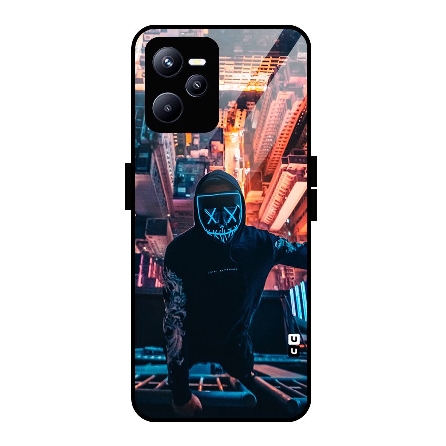 Mask Guy Climbing Building Glass Back Case for Realme C35