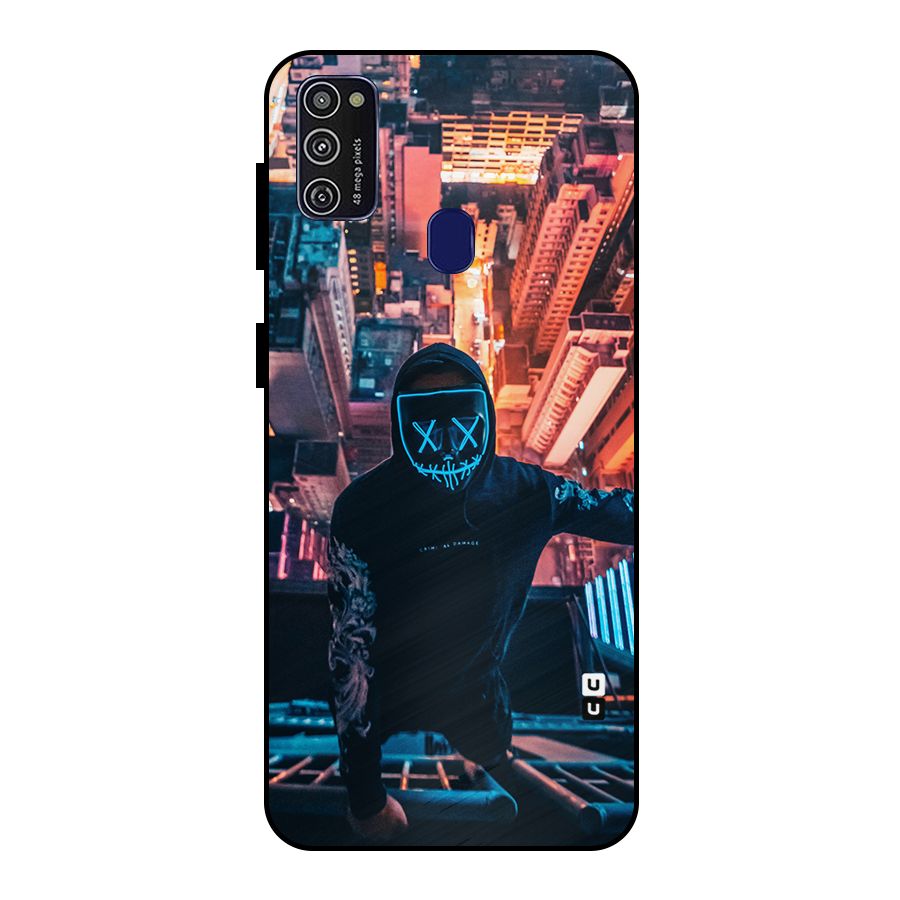 Mask Guy Climbing Building Metal Back Case for Galaxy M30s