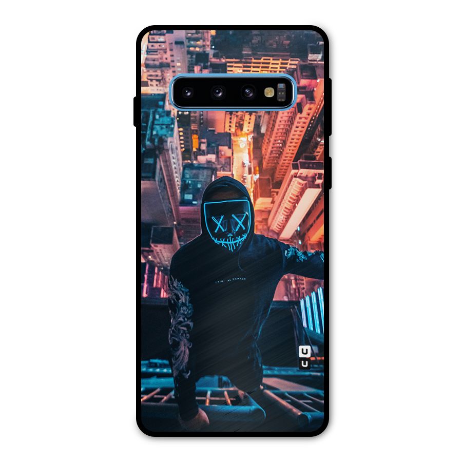 Mask Guy Climbing Building Metal Back Case for Galaxy S10