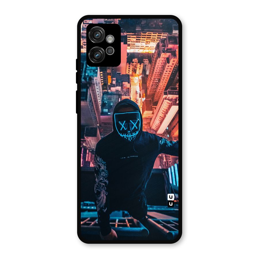 Mask Guy Climbing Building Metal Back Case for Moto G32