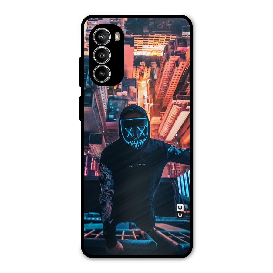 Mask Guy Climbing Building Metal Back Case for Moto G52