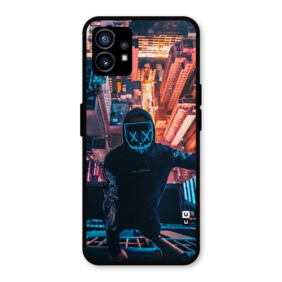 Mask Guy Climbing Building Metal Back Case for Nothing Phone 1