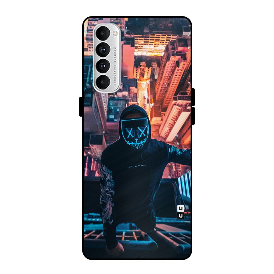 Mask Guy Climbing Building Metal Back Case for Oppo Reno4 Pro