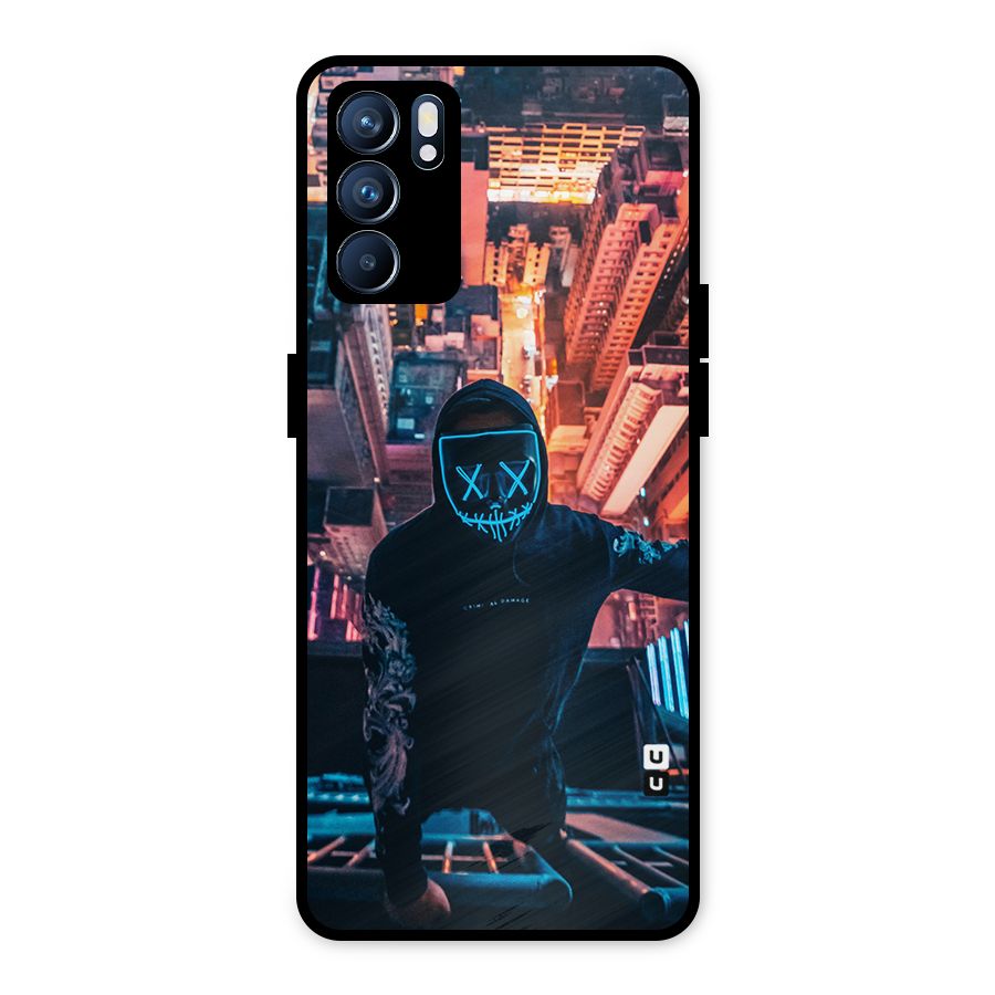 Mask Guy Climbing Building Metal Back Case for Oppo Reno6 5G