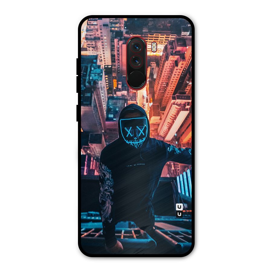 Mask Guy Climbing Building Metal Back Case for Poco F1