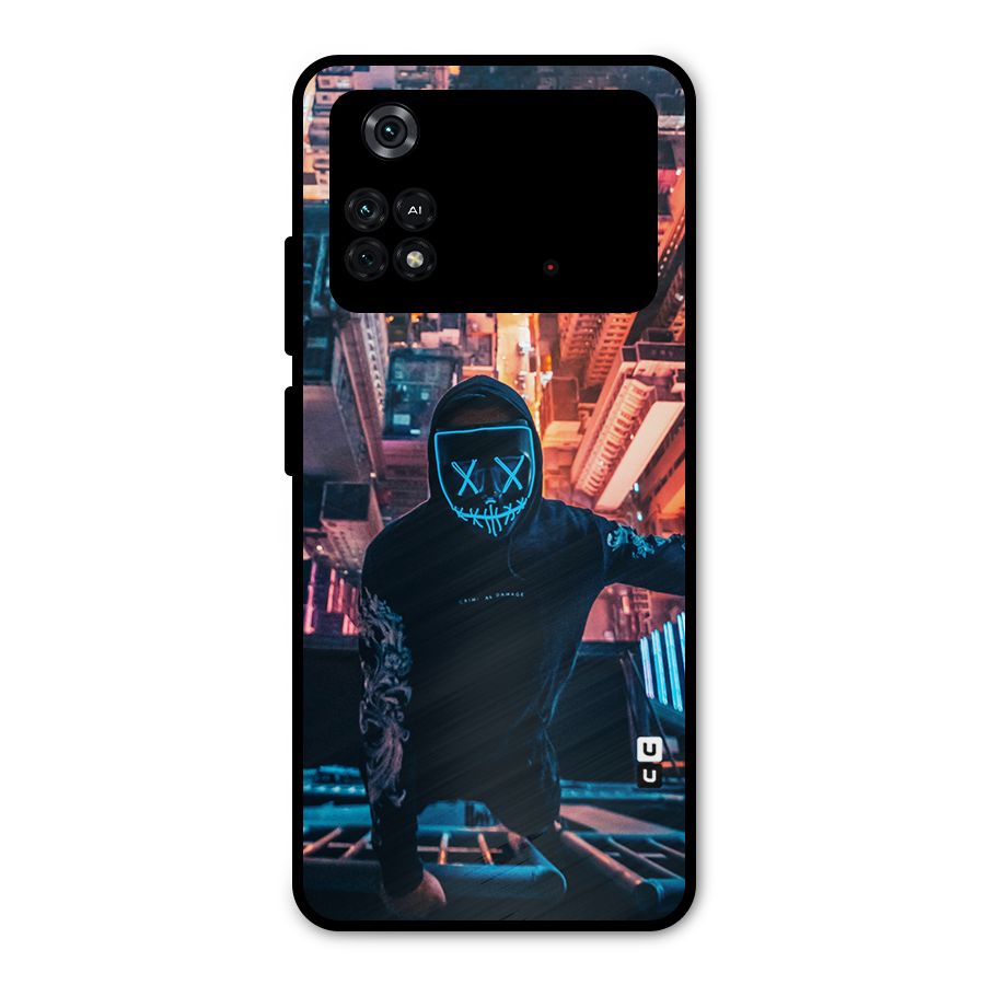 Mask Guy Climbing Building Metal Back Case for Poco M4 Pro 4G
