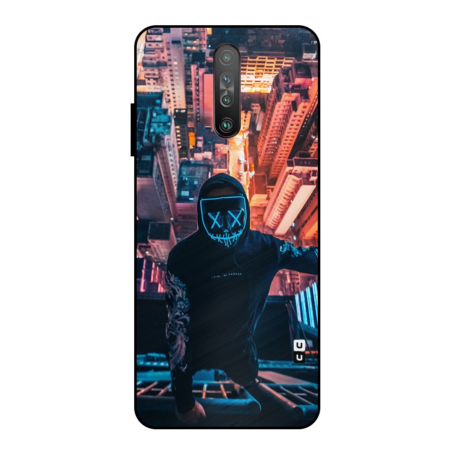 Mask Guy Climbing Building Metal Back Case for Poco X2