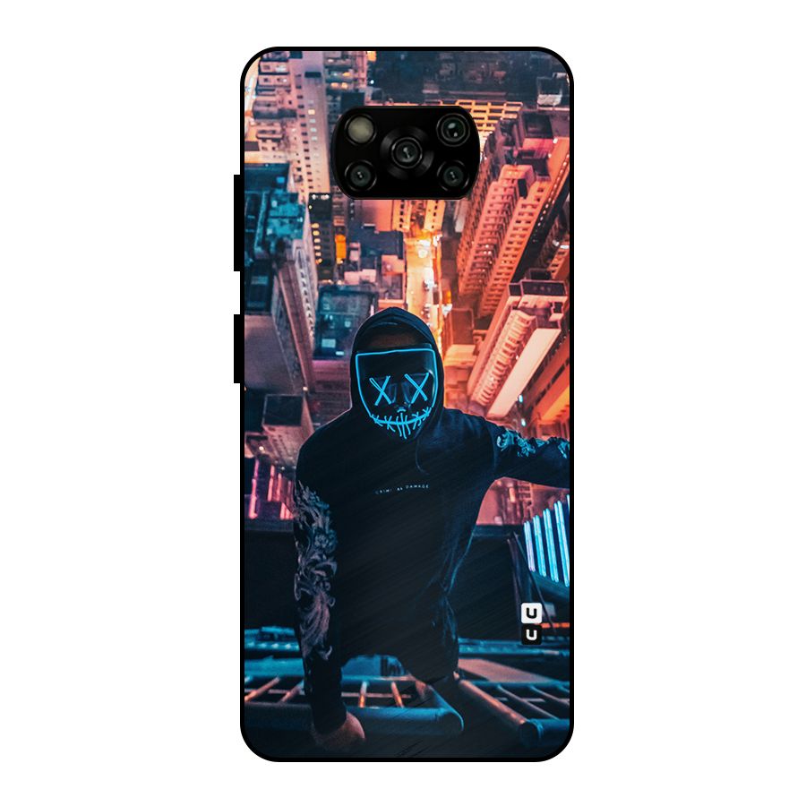 Mask Guy Climbing Building Metal Back Case for Poco X3