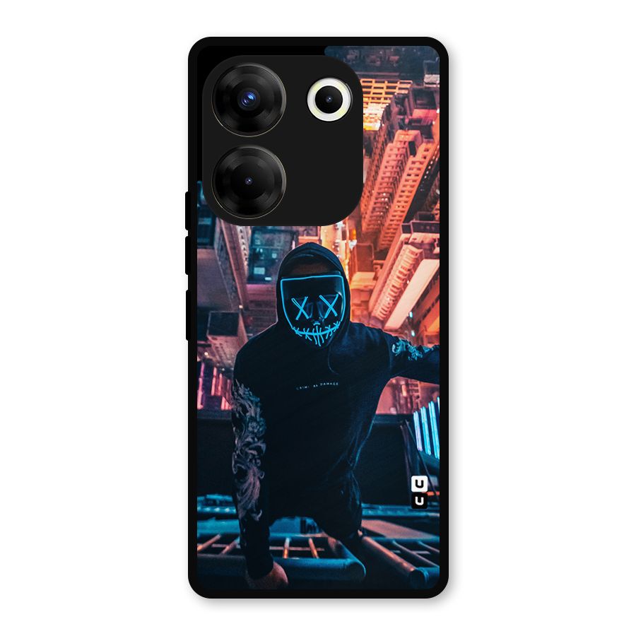 Mask Guy Climbing Building Metal Back Case for Tecno Camon 20