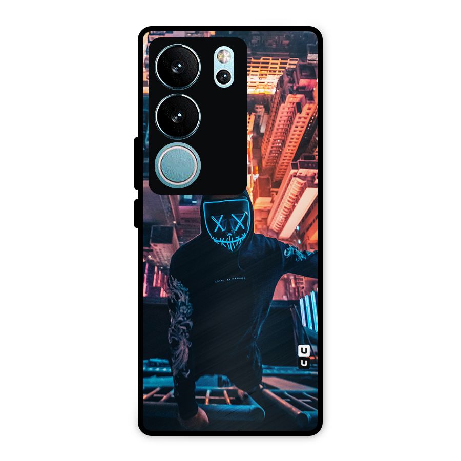 Mask Guy Climbing Building Metal Back Case for Vivo V29 Pro