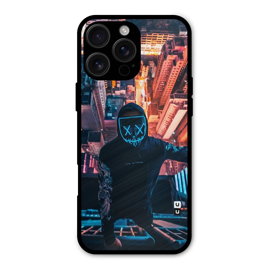 Mask Guy Climbing Building Metal Back Case for iPhone 16 Pro Max