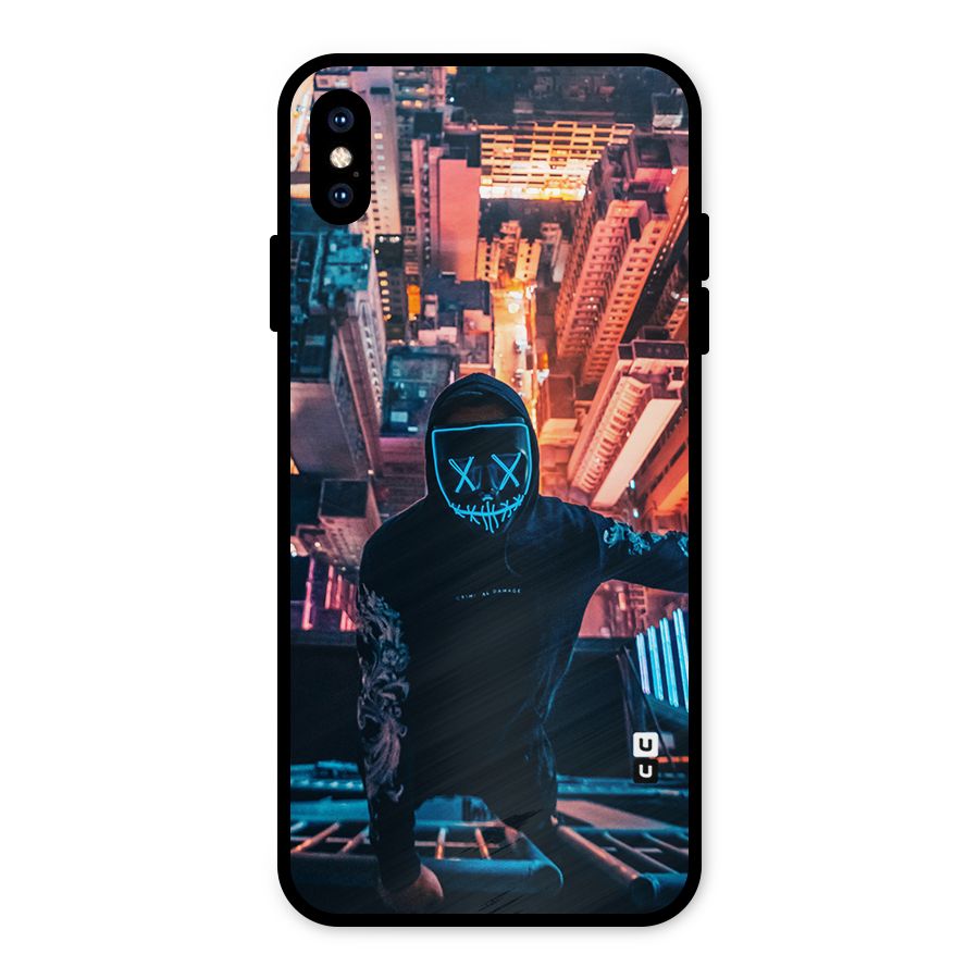 Mask Guy Climbing Building Metal Back Case for iPhone XS Max