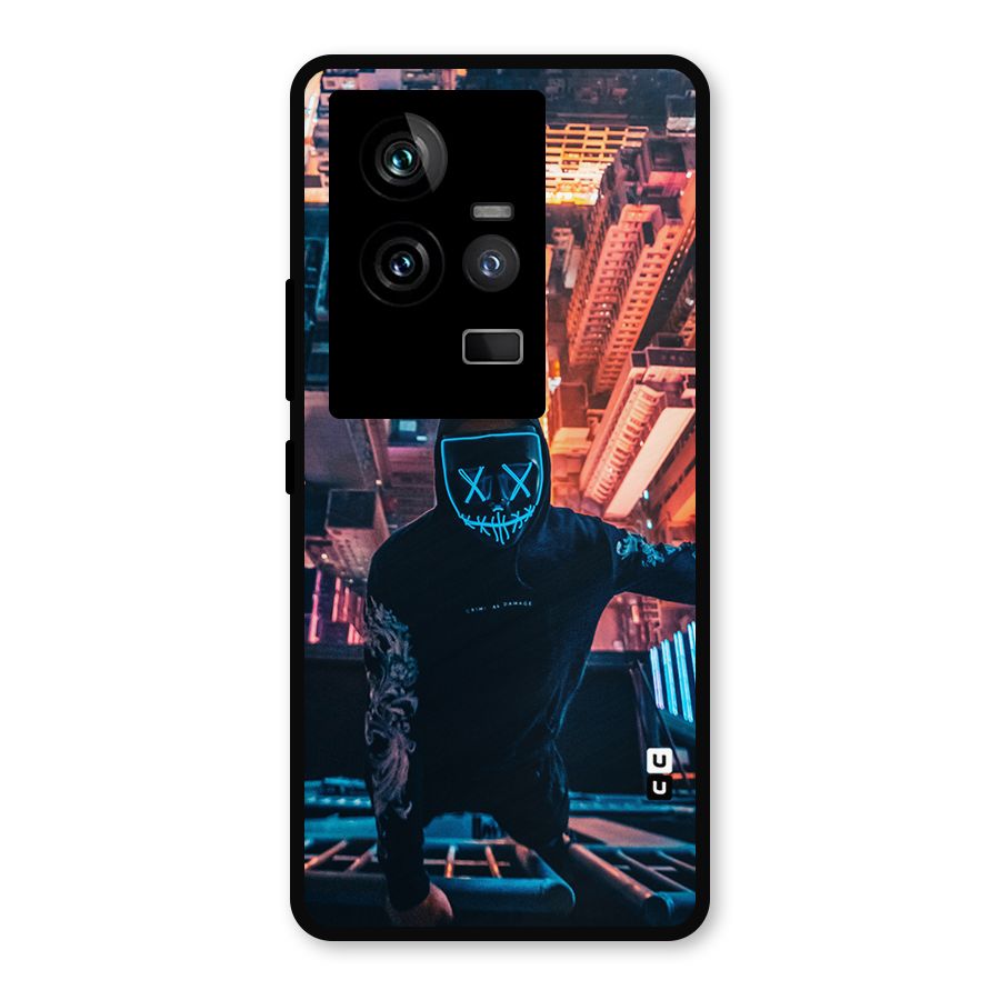 Mask Guy Climbing Building Metal Back Case for iQOO 11 5G