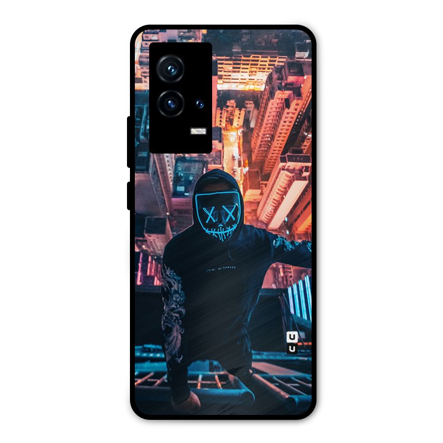 Mask Guy Climbing Building Metal Back Case for iQOO 9 5G