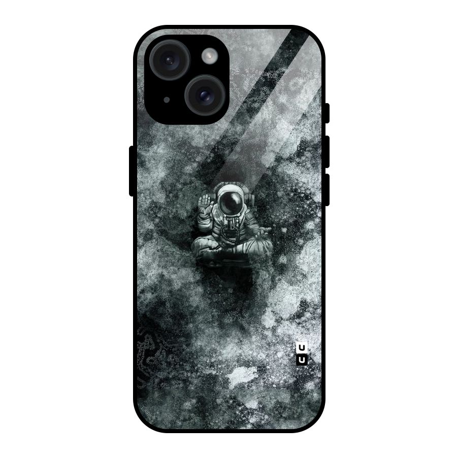 Meditating Spaceman Glass Back Case for iPhone 15