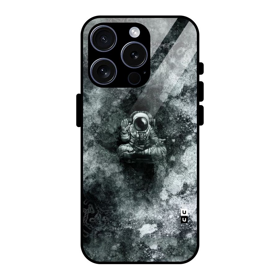 Meditating Spaceman Glass Back Case for iPhone 15 Pro
