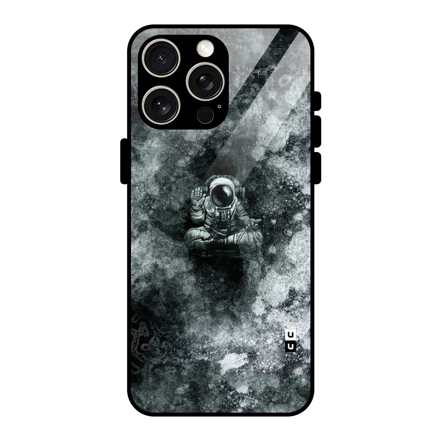Meditating Spaceman Glass Back Case for iPhone 15 Pro Max