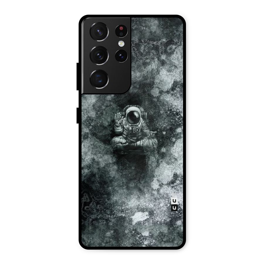 Meditating Spaceman Metal Back Case for Galaxy S21 Ultra 5G