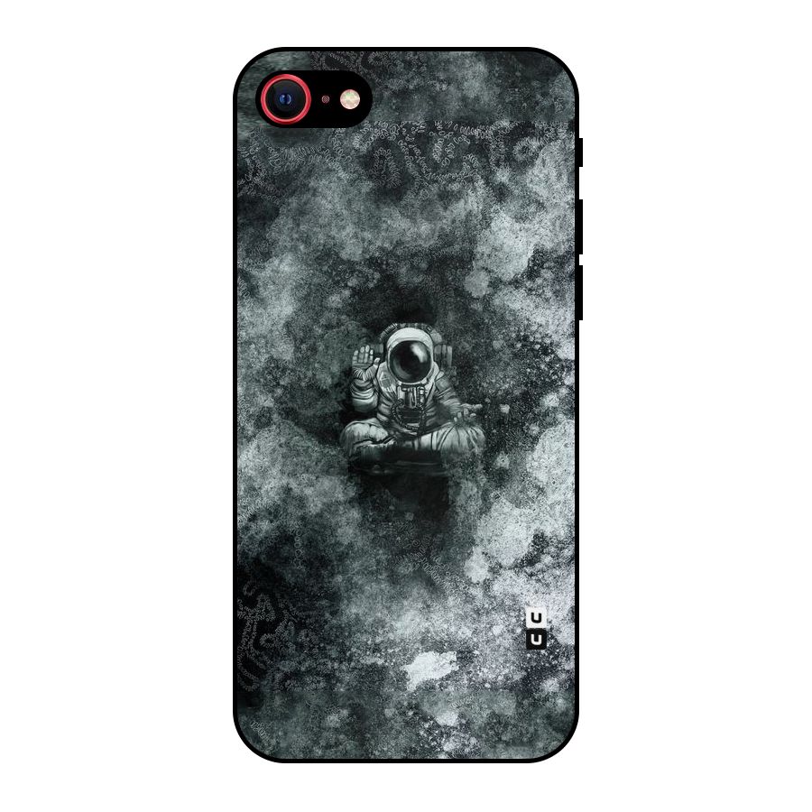 Meditating Spaceman Metal Back Case for iPhone SE 2020