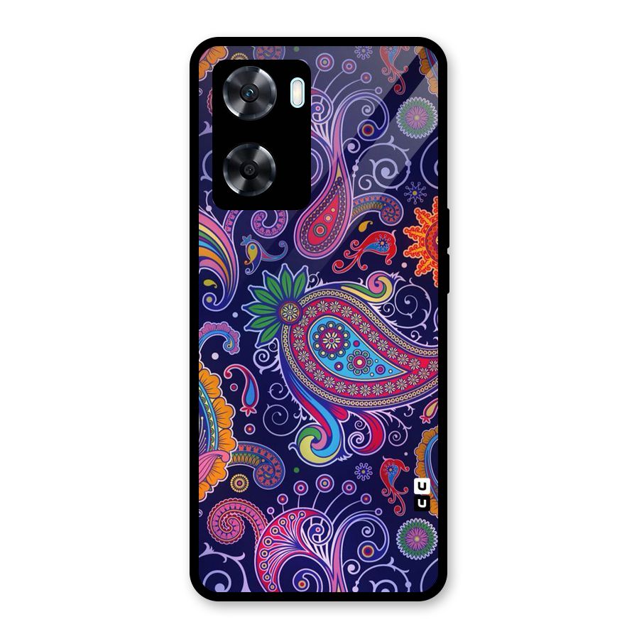 Mehendi Pattern Glass Back Case for Oppo A77s