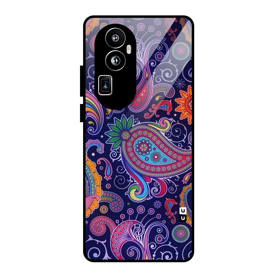 Mehendi Pattern Glass Back Case for Oppo Reno10 Pro Plus