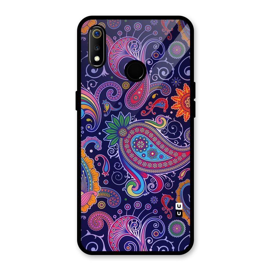 Mehendi Pattern Glass Back Case for Realme 3