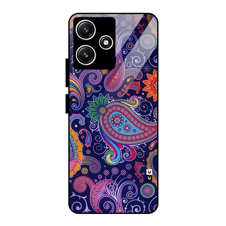 Mehendi Pattern Glass Back Case for Redmi 12 5G