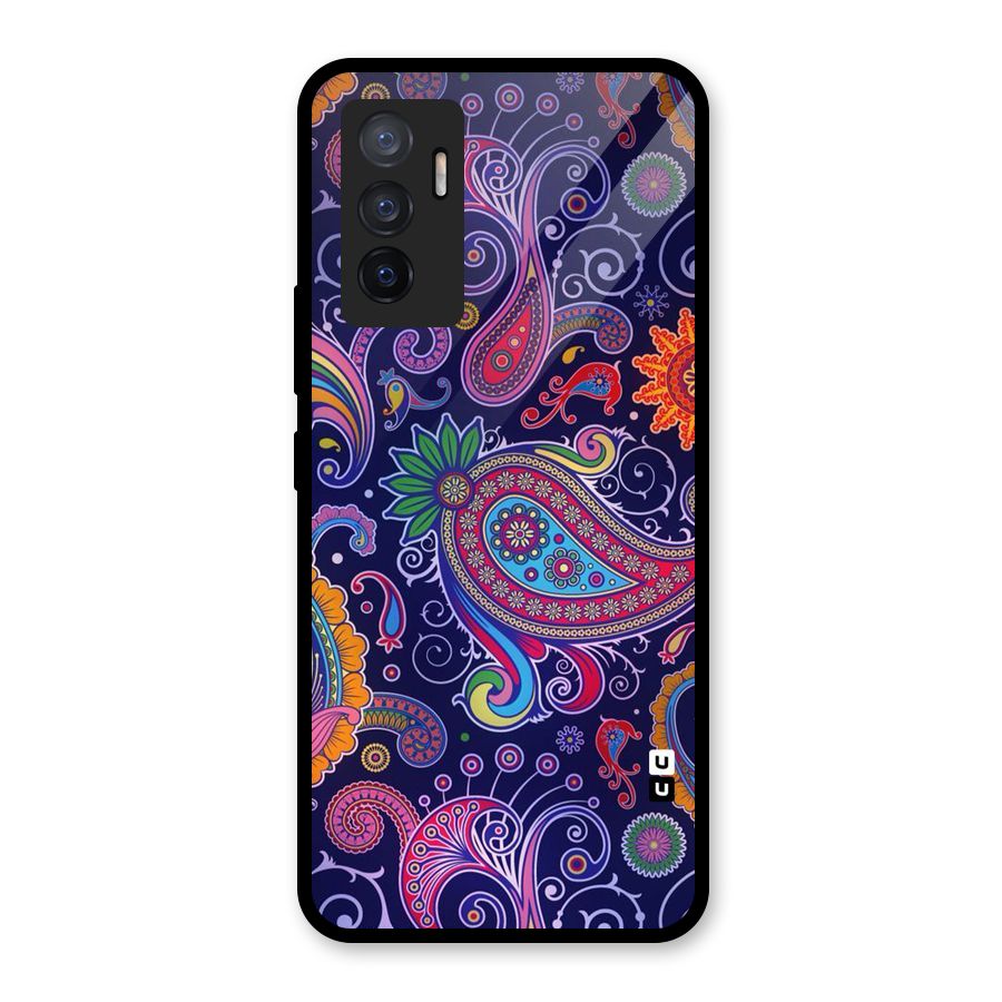 Mehendi Pattern Glass Back Case for Vivo V23e
