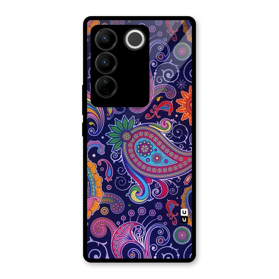Mehendi Pattern Glass Back Case for Vivo V27