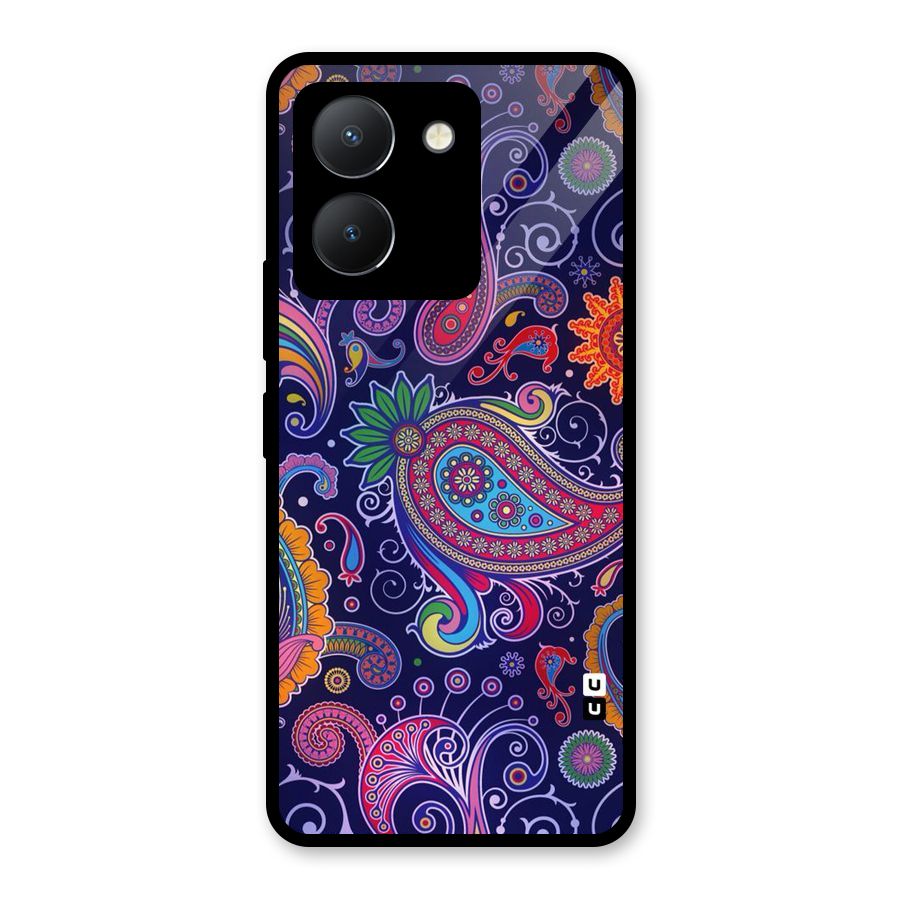 Mehendi Pattern Glass Back Case for Vivo Y36