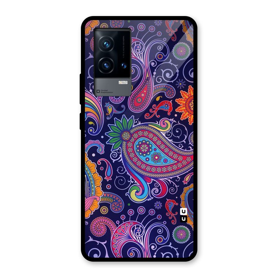 Mehendi Pattern Glass Back Case for iQOO 9 5G
