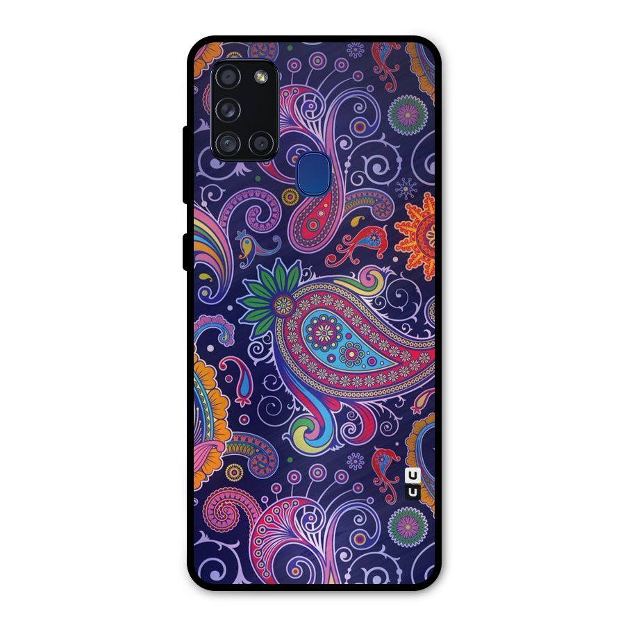 Mehendi Pattern Metal Back Case for Galaxy A21s