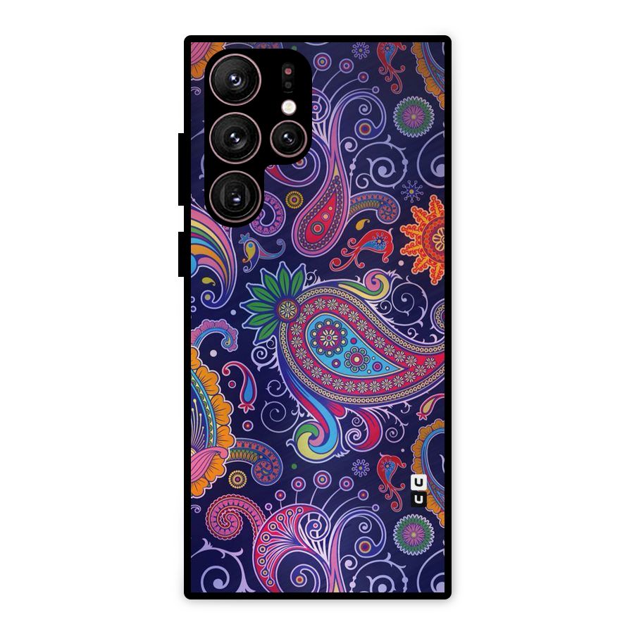 Mehendi Pattern Metal Back Case for Galaxy S22 Ultra 5G