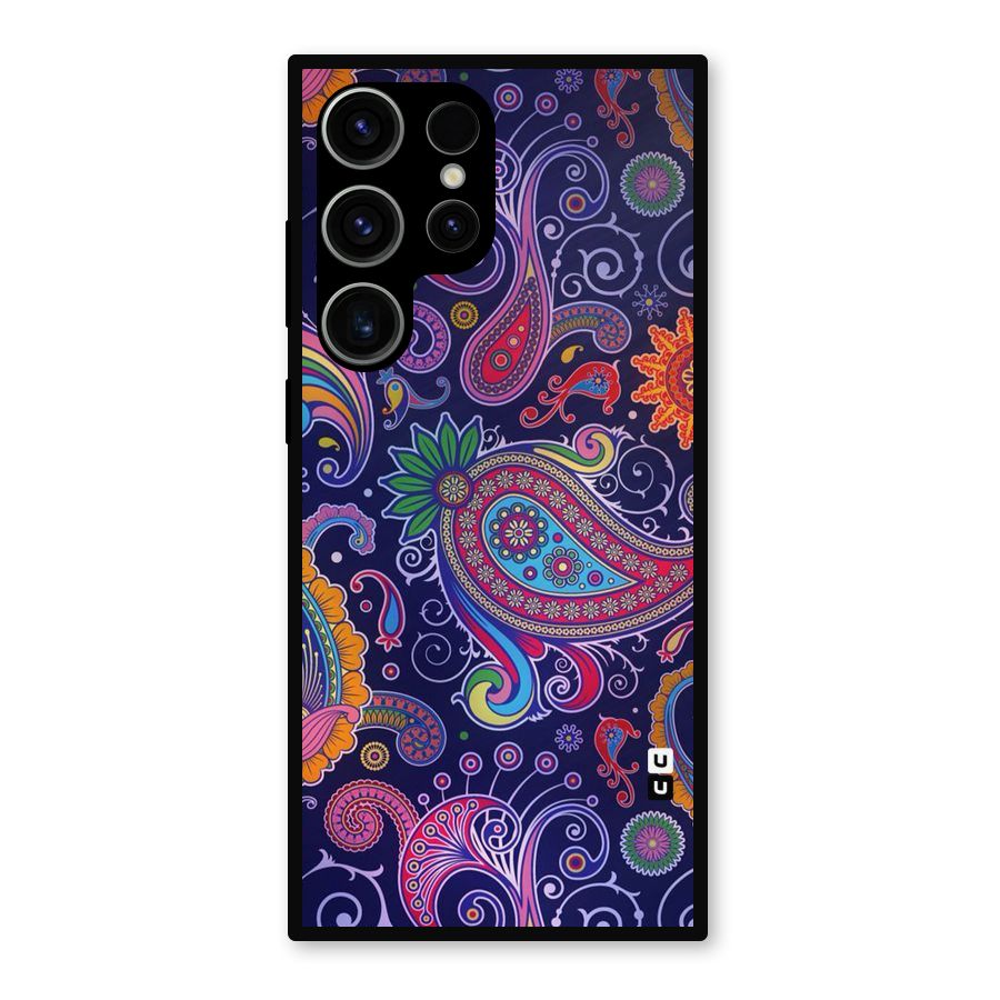 Mehendi Pattern Metal Back Case for Galaxy S23 Ultra