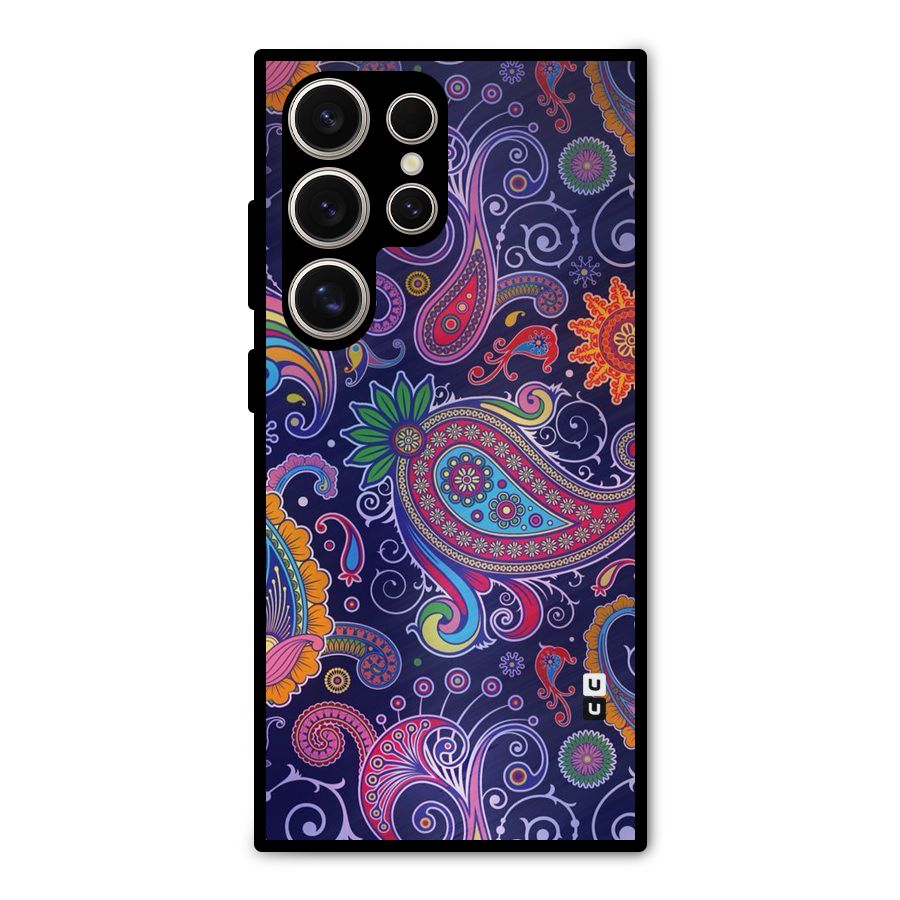 Mehendi Pattern Metal Back Case for Galaxy S24 Ultra