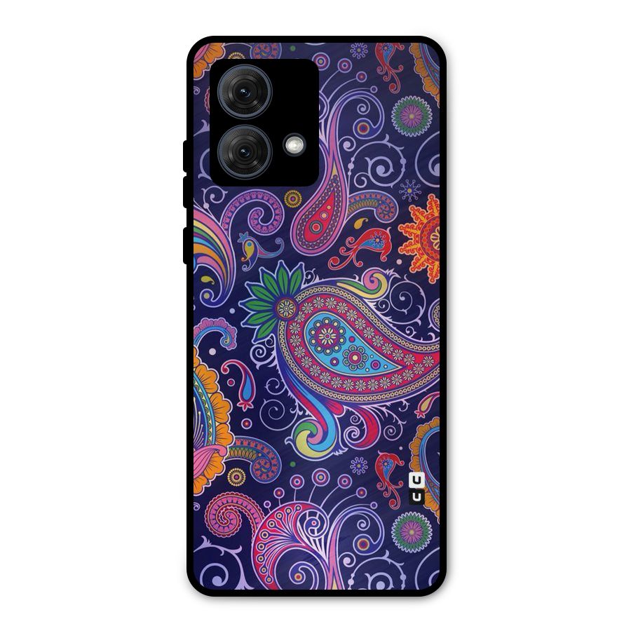 Mehendi Pattern Metal Back Case for Moto G84