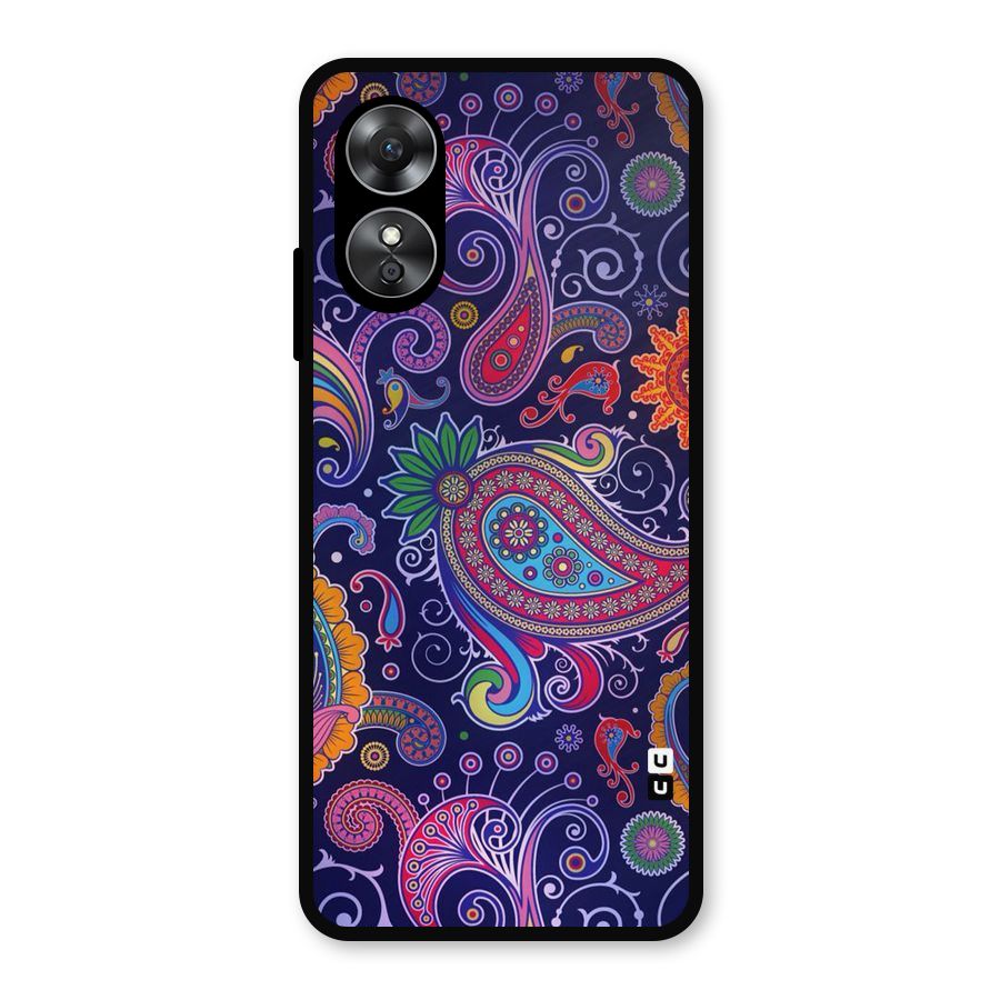 Mehendi Pattern Metal Back Case for Oppo A17