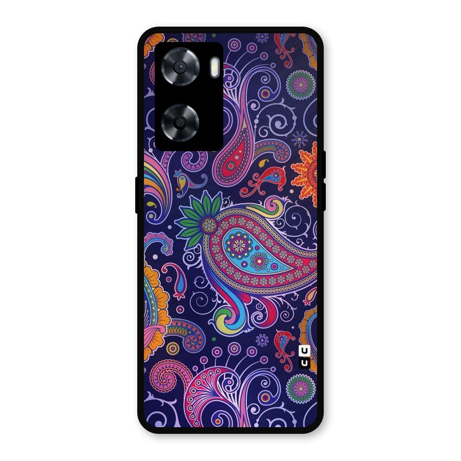 Mehendi Pattern Metal Back Case for Oppo A57 2022