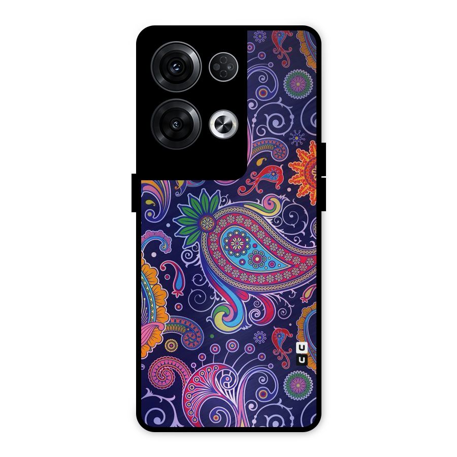 Mehendi Pattern Metal Back Case for Oppo Reno8 Pro 5G