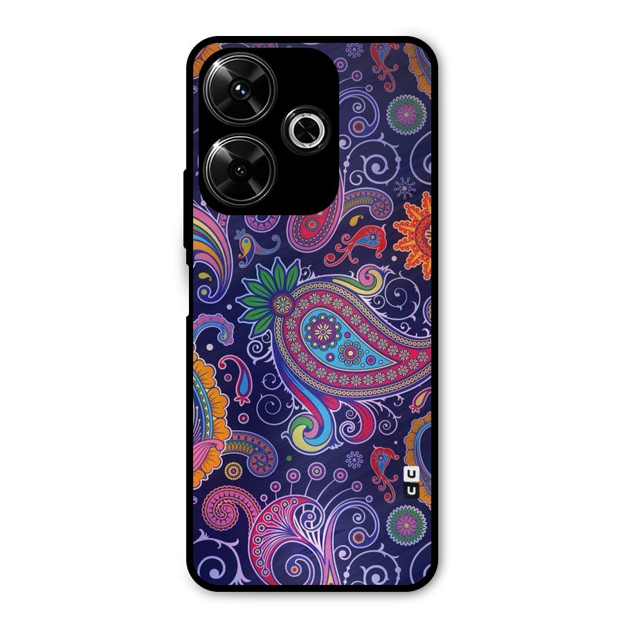 Mehendi Pattern Metal Back Case for Poco M6 Plus
