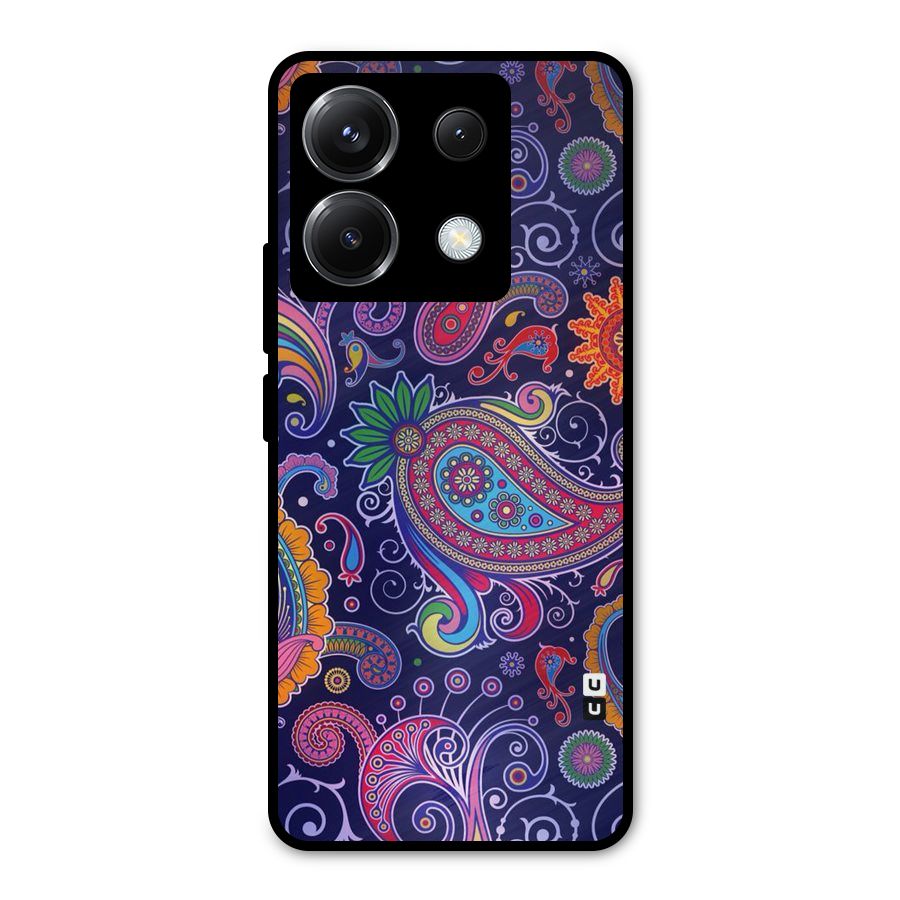 Mehendi Pattern Metal Back Case for Poco X6