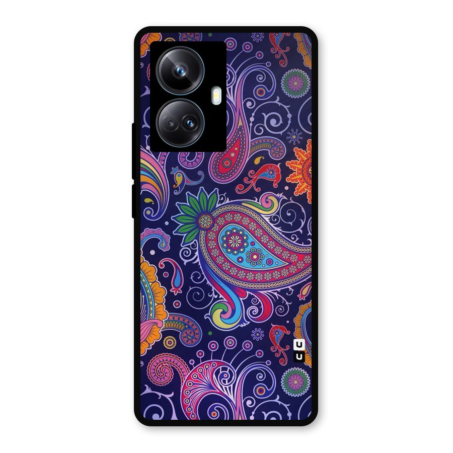 Mehendi Pattern Metal Back Case for Realme 10 Pro Plus