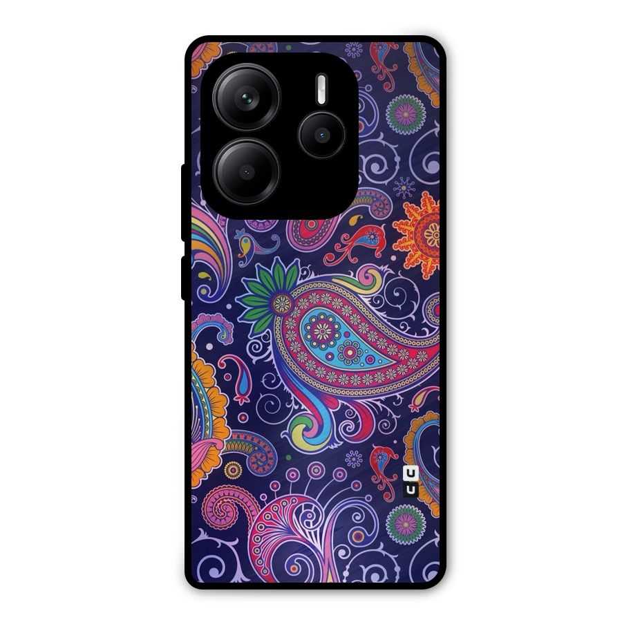 Mehendi Pattern Metal Back Case for Redmi Note 14 5G