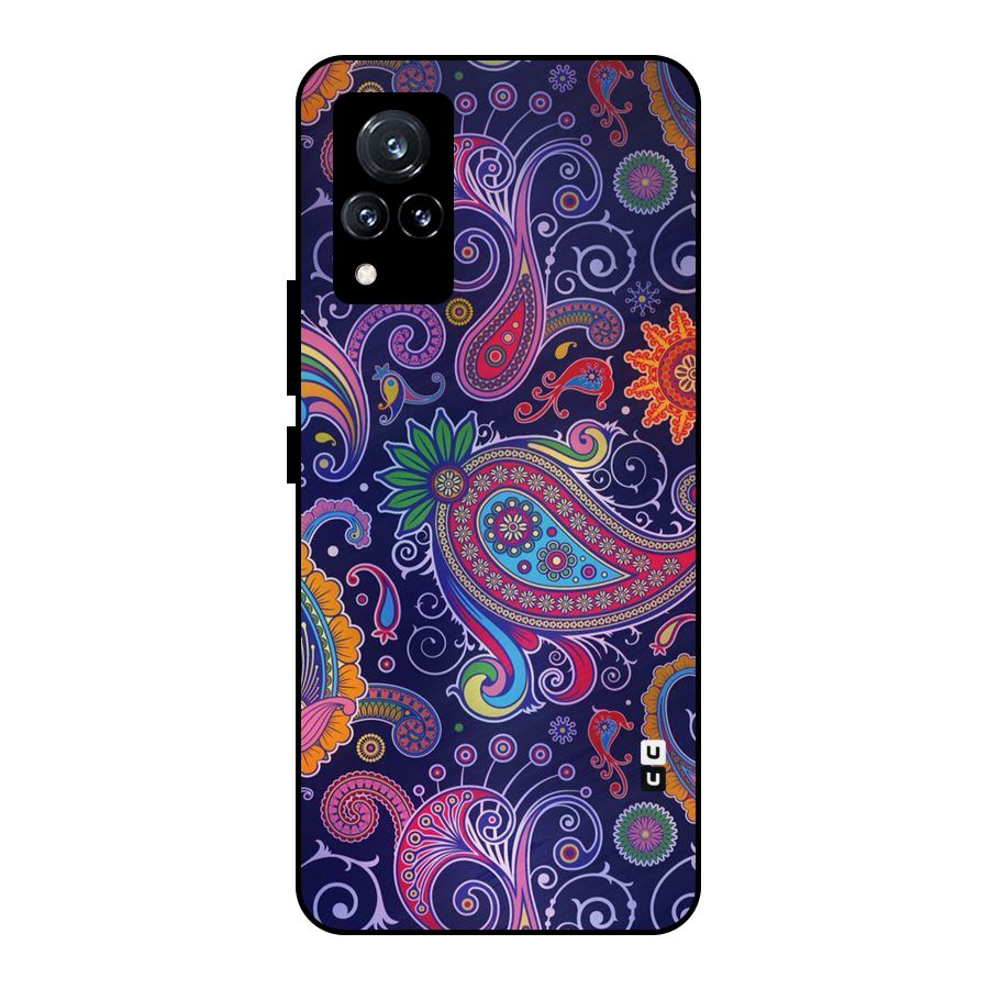 Mehendi Pattern Metal Back Case for Vivo V21 5G