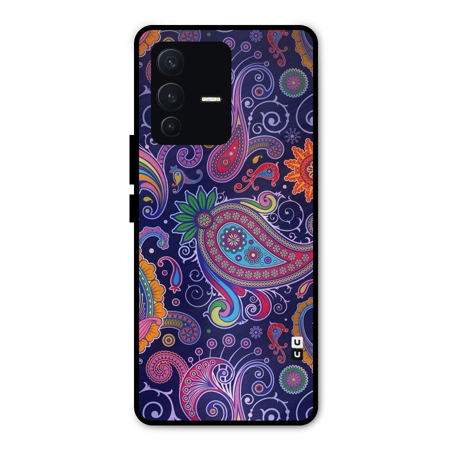 Mehendi Pattern Metal Back Case for Vivo V23 Pro